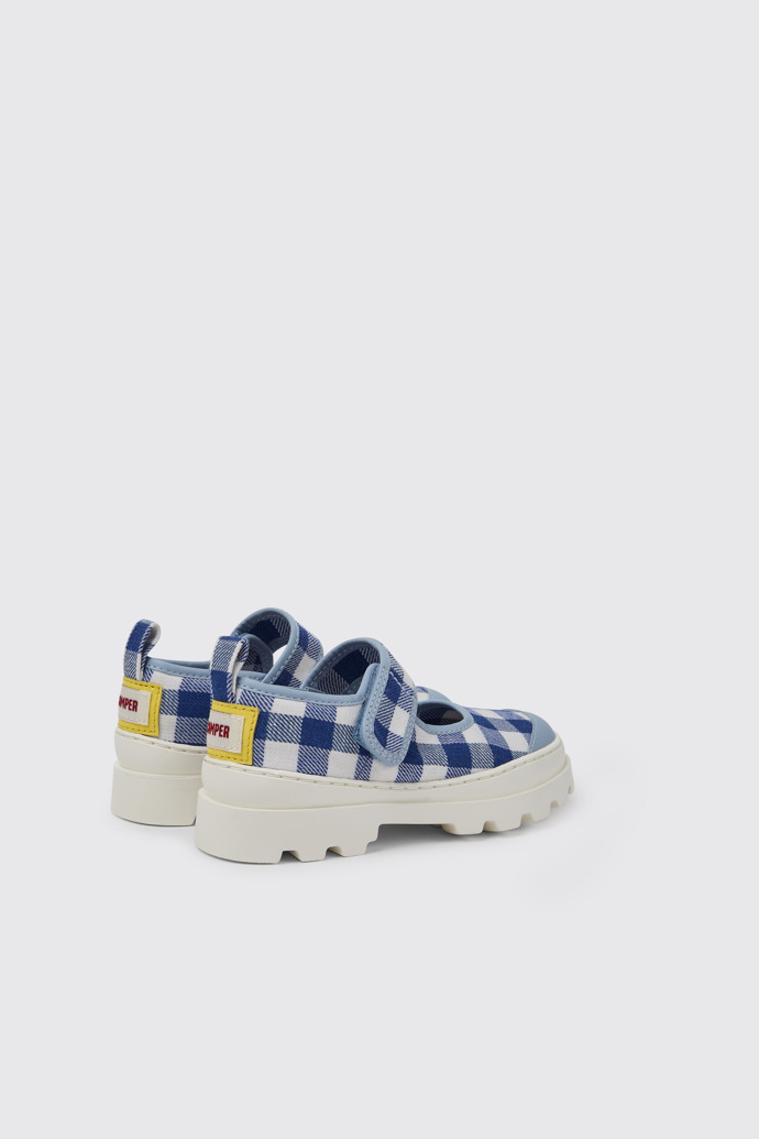 Back view of Brutus Blue and white Mary Jane shoes for kids