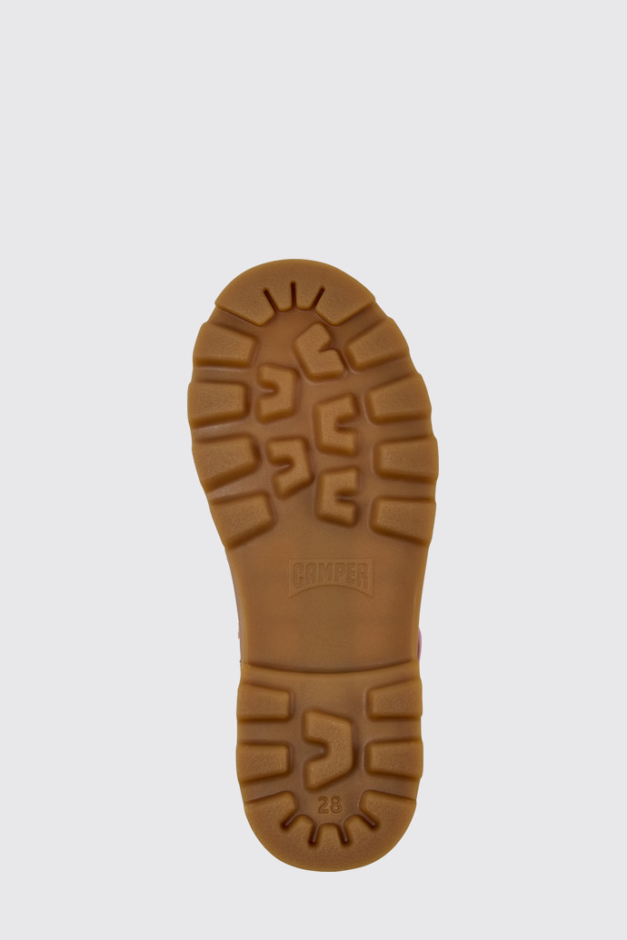 The sole of Brutus Pink and yellow Mary Jane shoes for kids