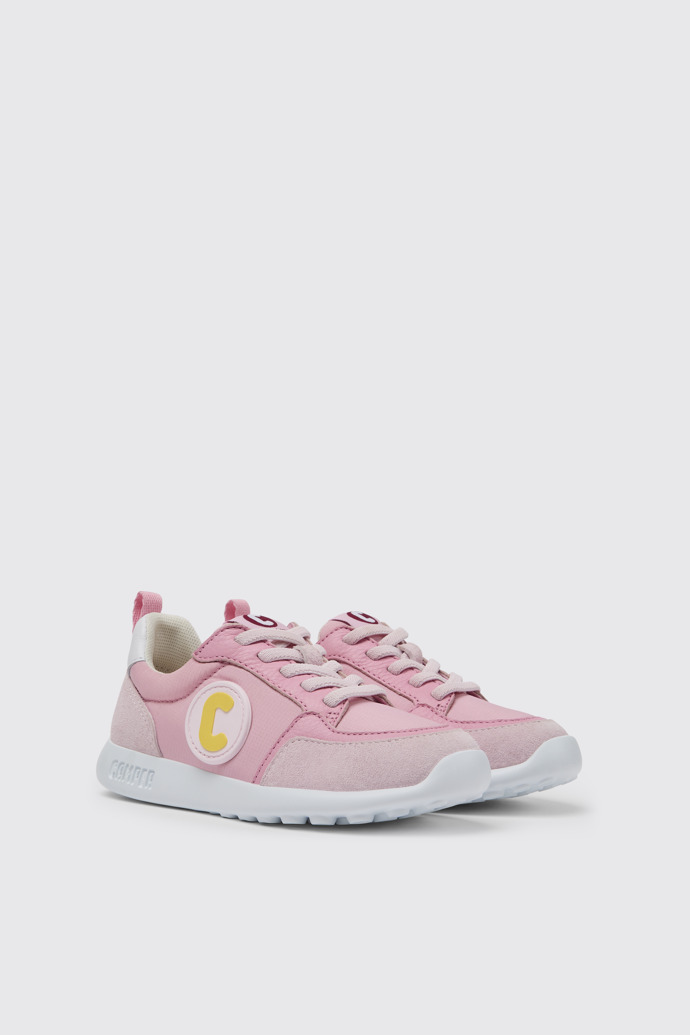 Front view of Driftie Pink and white sneakers for girls