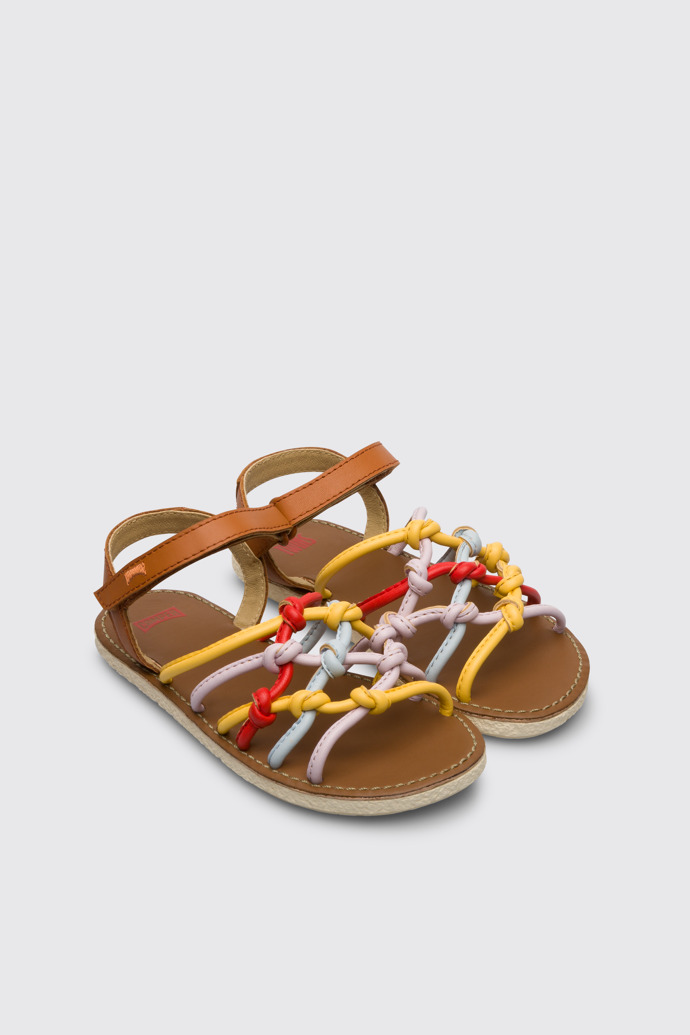 Front view of Twins Multicoloured sandal with velcro for girls