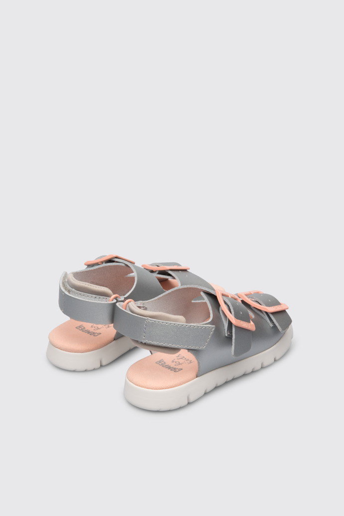 Back view of Oruga Metallic grey sandal for kids
