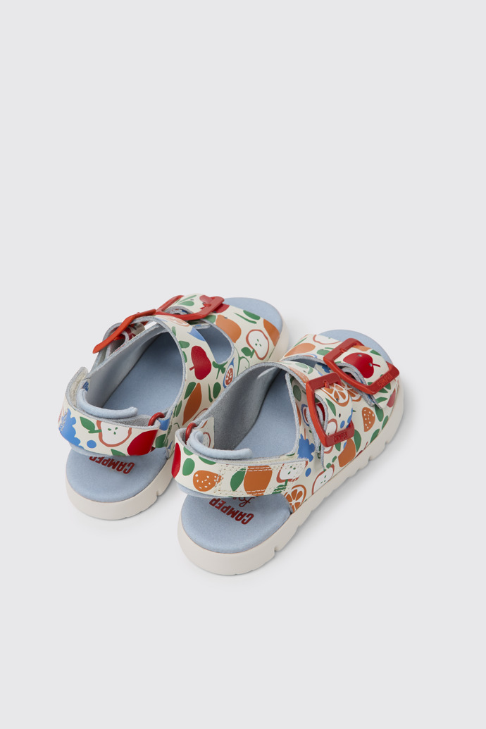 Back view of Oruga Multicolored leather sandals for kids