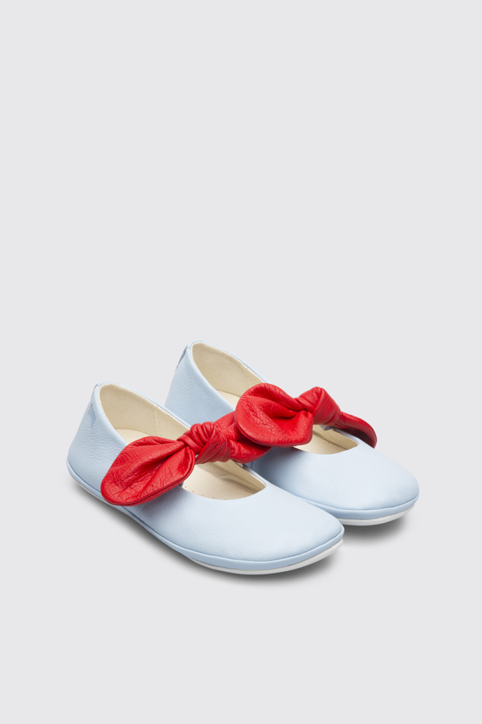 Front view of Right Blue ballerina shoe for girls