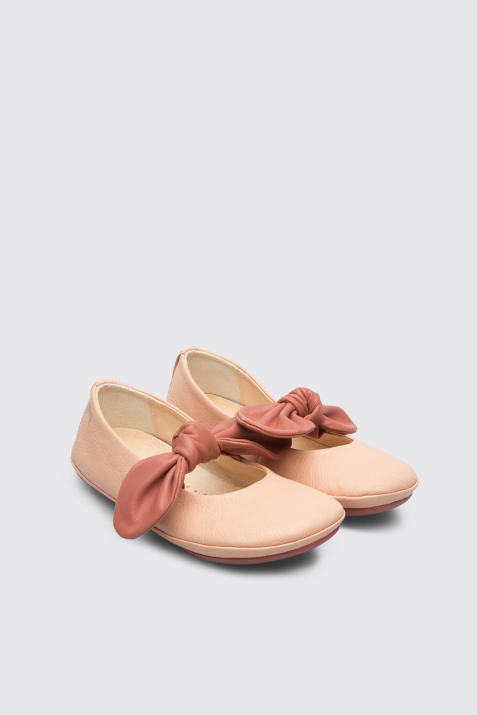 Front view of Right Pink ballerina shoe for girls