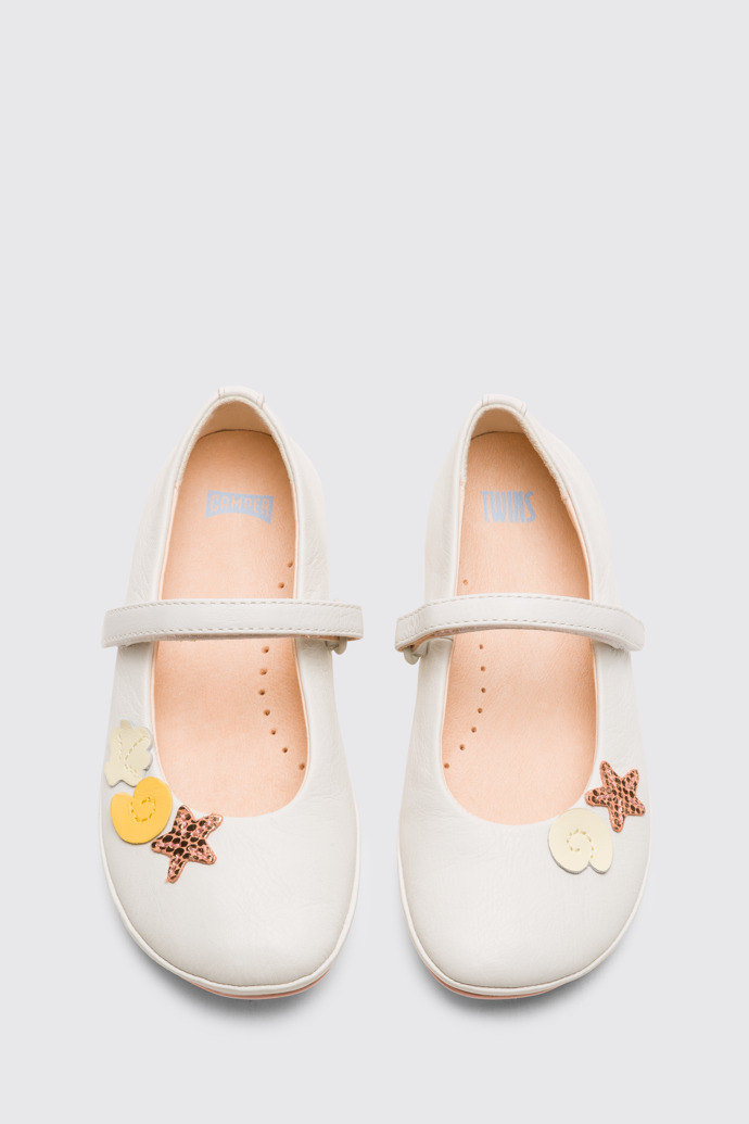 Overhead view of Twins White TWINS ballerina shoe for girls