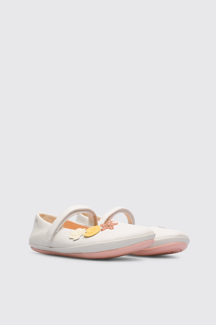 Front view of Twins White TWINS ballerina shoe for girls