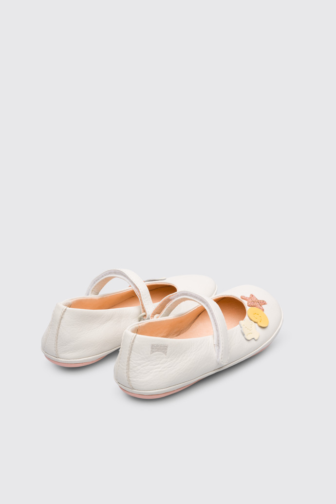 Back view of Twins White TWINS ballerina shoe for girls