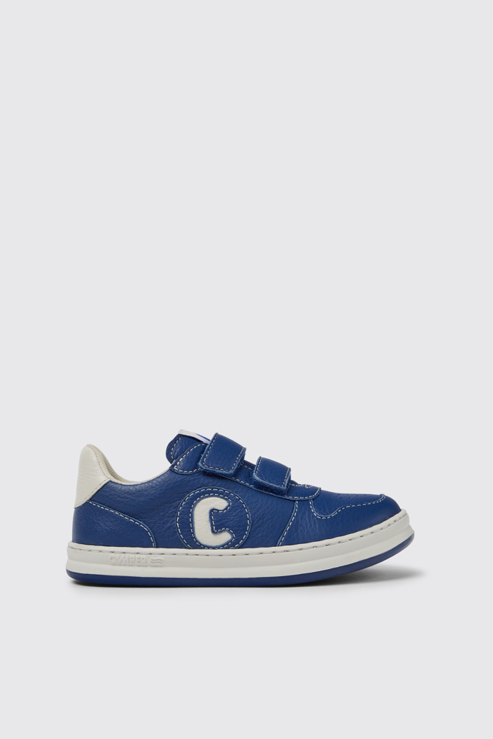 Runner Sneakers en blanco y azul de piel para niños