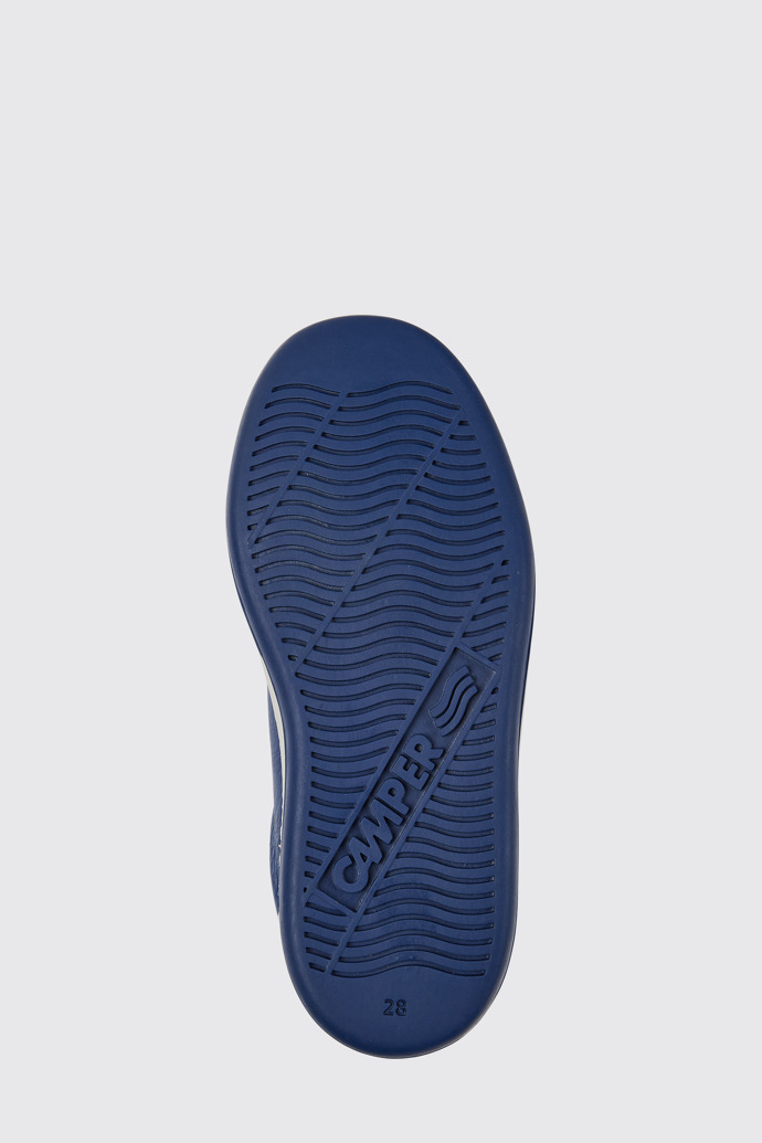 The sole of Runner Blue and white leather sneakers for kids