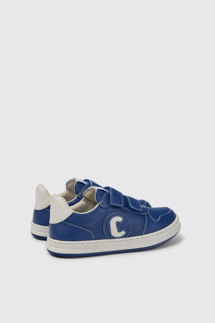Back view of Runner Blue and white leather sneakers for kids