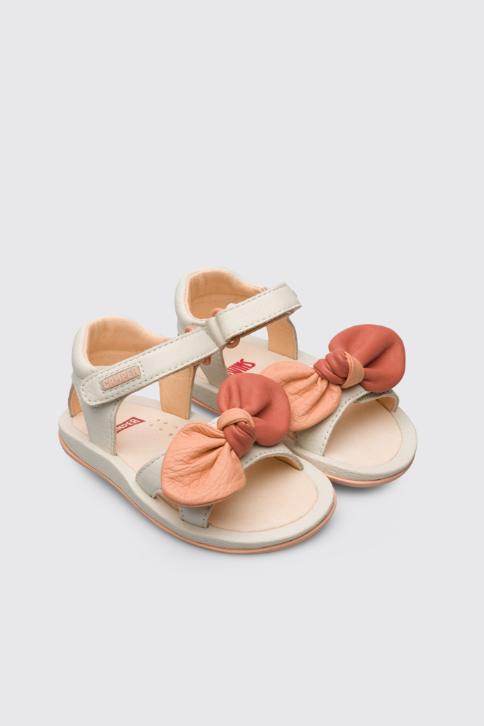 Front view of Twins White TWINS sandal with velcro for girls