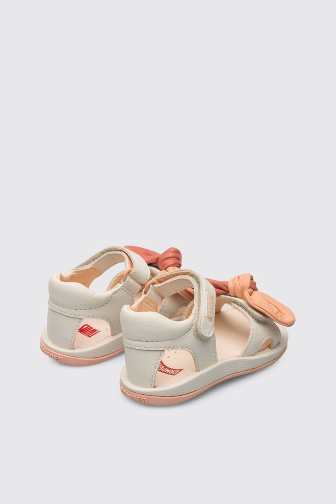 Back view of Twins White TWINS sandal with velcro for girls