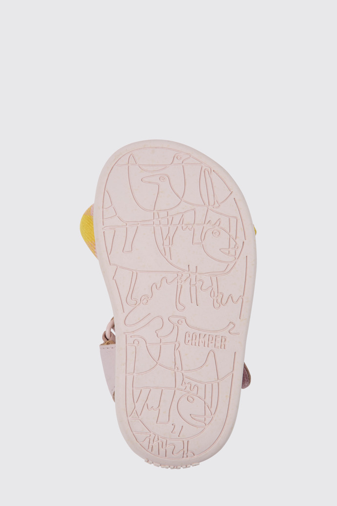 The sole of Bicho Pink and yellow sandals for kids
