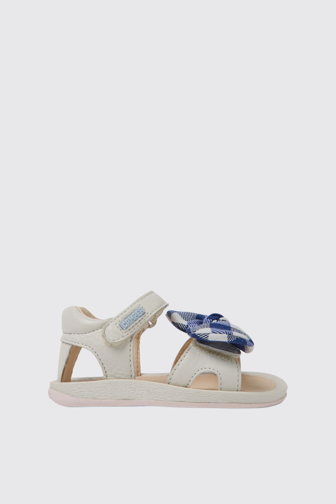 Side view of Bicho White leather sandals for kids