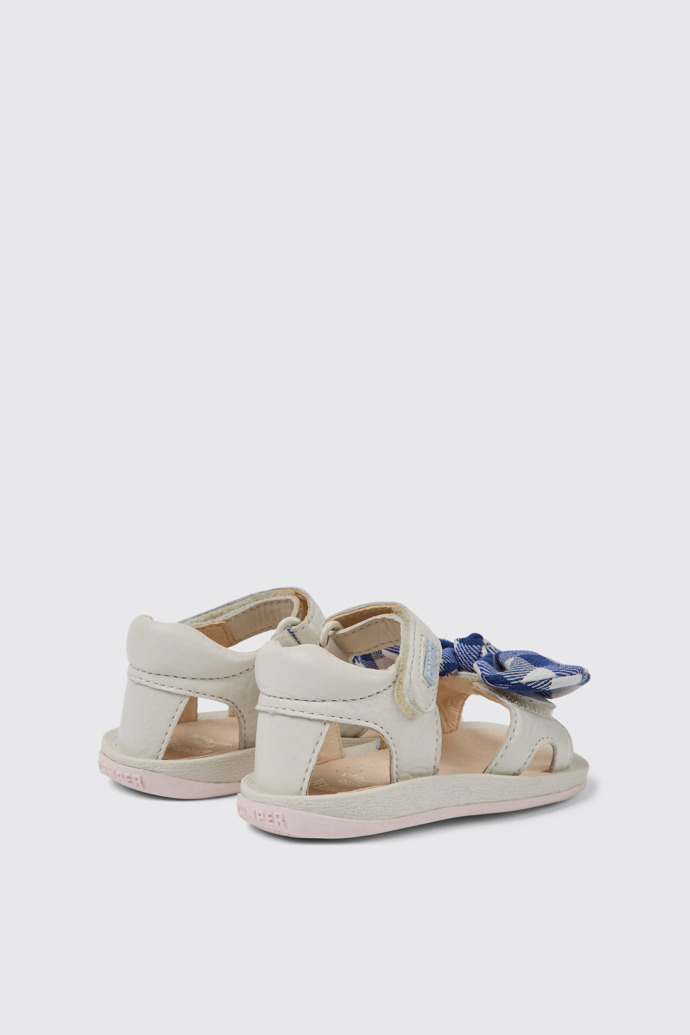 Back view of Bicho White leather sandals for kids