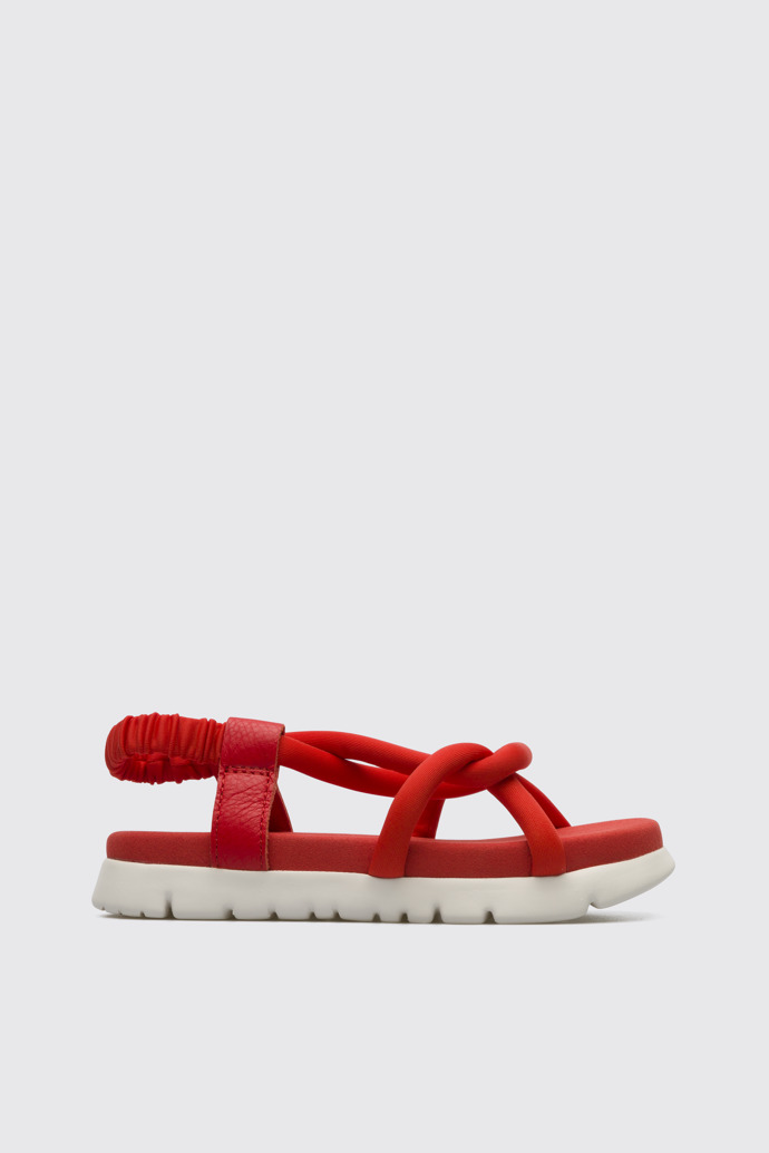 Side view of Oruga Red knotted sandal for kids