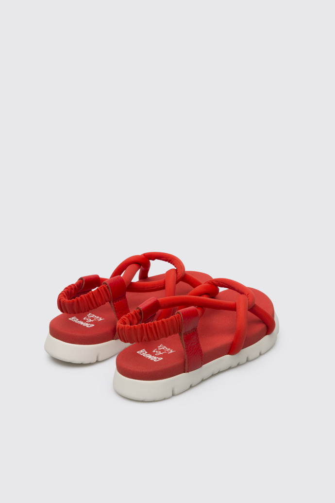 Back view of Oruga Red knotted sandal for kids
