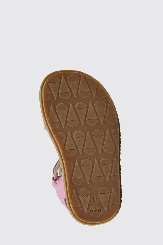 The sole of Twins Pink leather sandals for girls