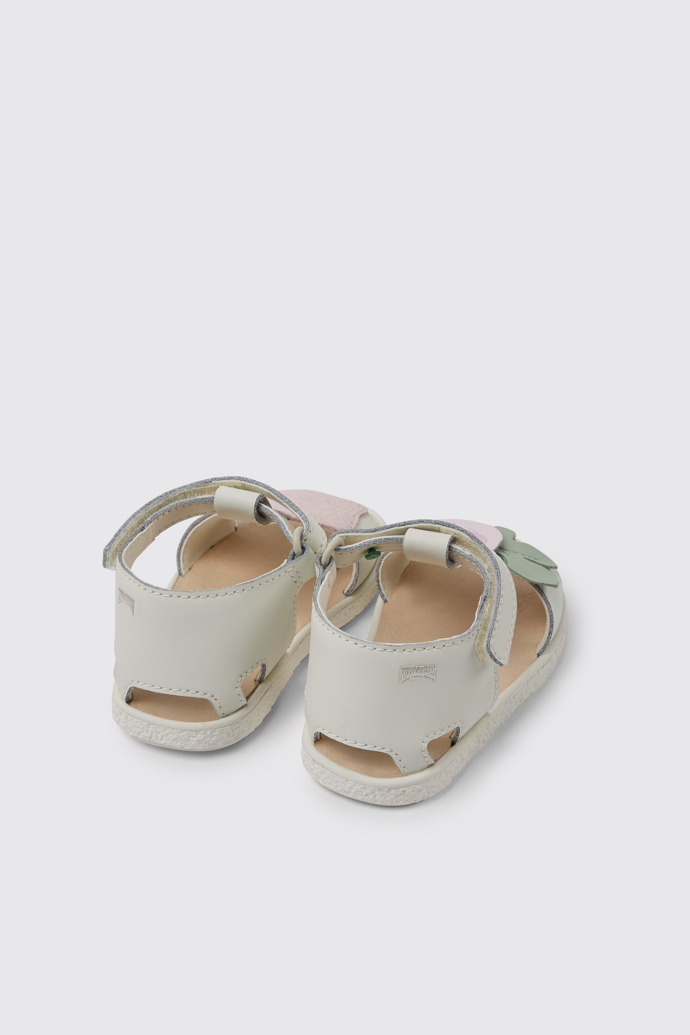 Back view of Twins White leather sandals for girls