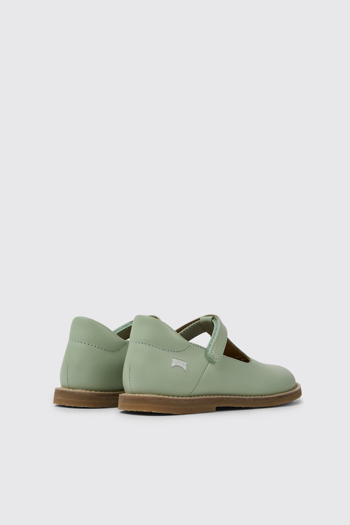 Back view of Savina Green leather shoes for girls