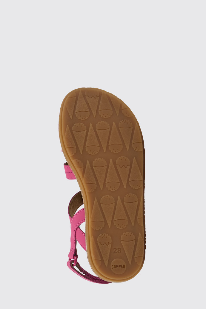 The sole of Miko Pink leather sandals for girls