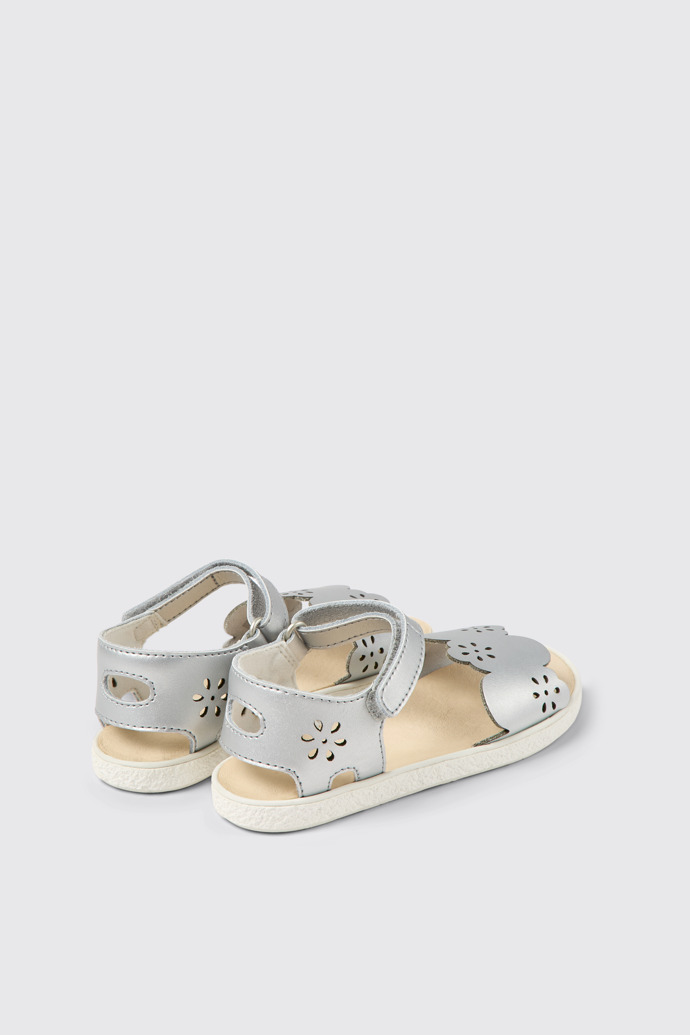 Back view of Miko Silver leather sandals for girls