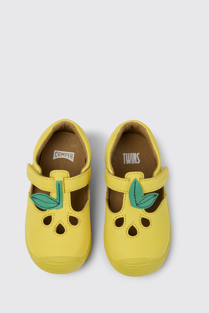 Twins Zapatos en amarillo y verde de piel para niños