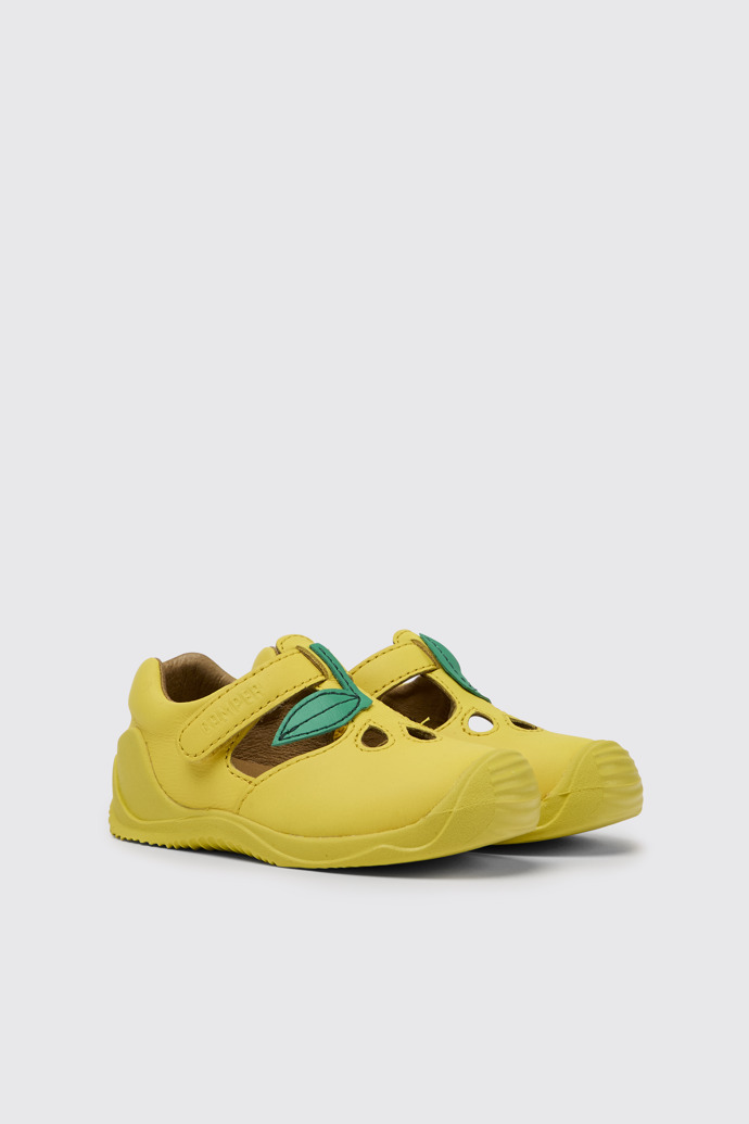 Twins Zapatos en amarillo y verde de piel para niños