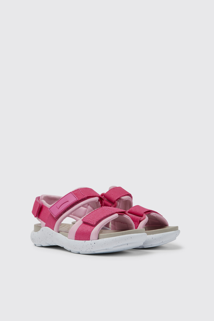 Front view of Wous Pink sandals for kids
