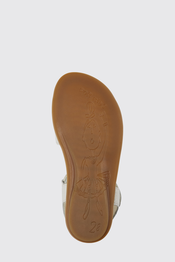 The sole of Twins White leather sandals for girls