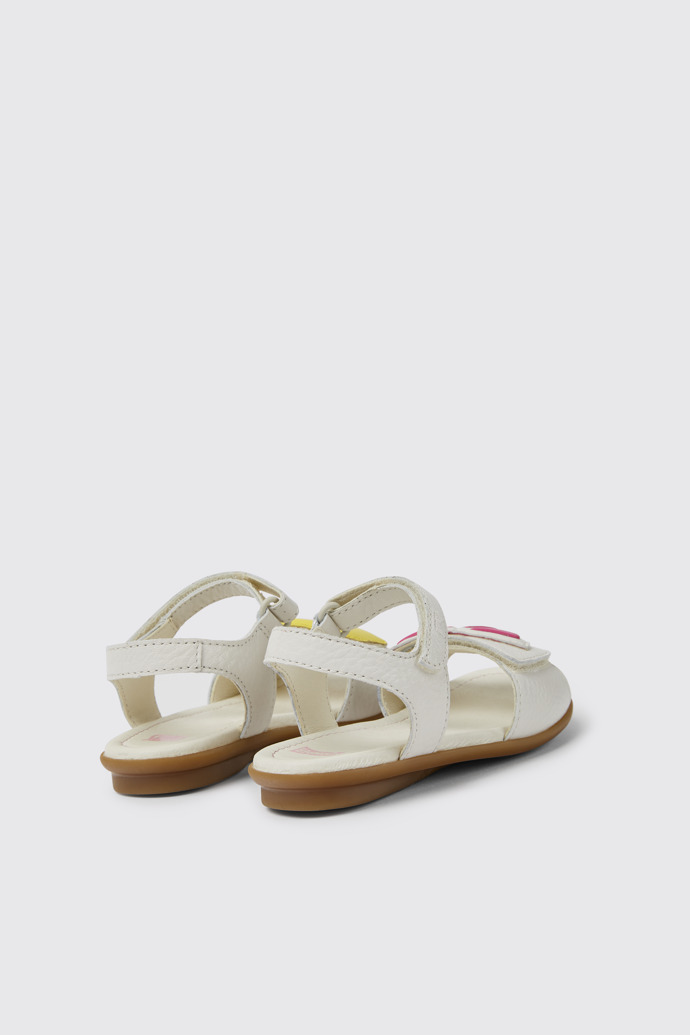 Back view of Twins White leather sandals for girls
