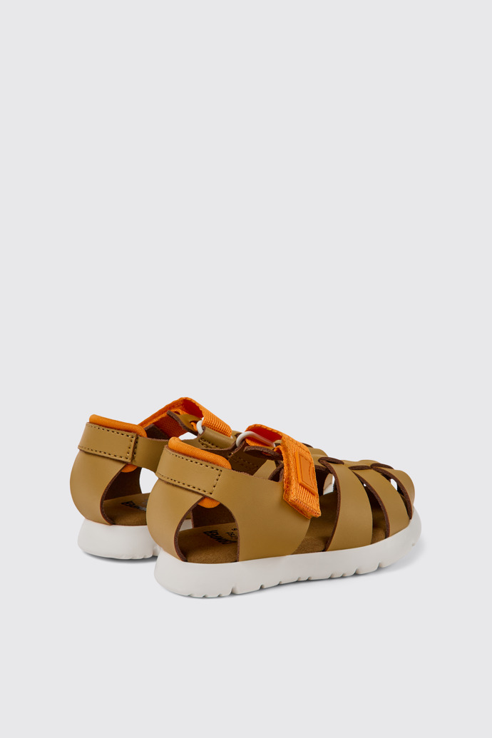 Back view of Oruga Brown leather sandals