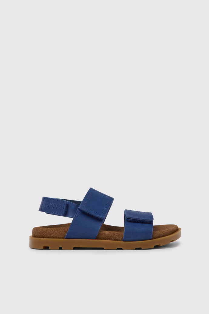 Side view of Brutus Sandal Blue leather sandals for kids