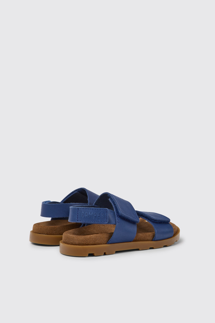 Back view of Brutus Sandal Blue leather sandals for kids