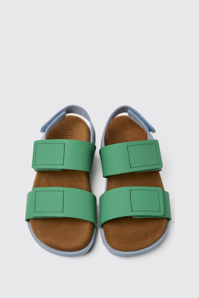 Brutus Sandal Sandales en cuir vert et bleu pour enfant