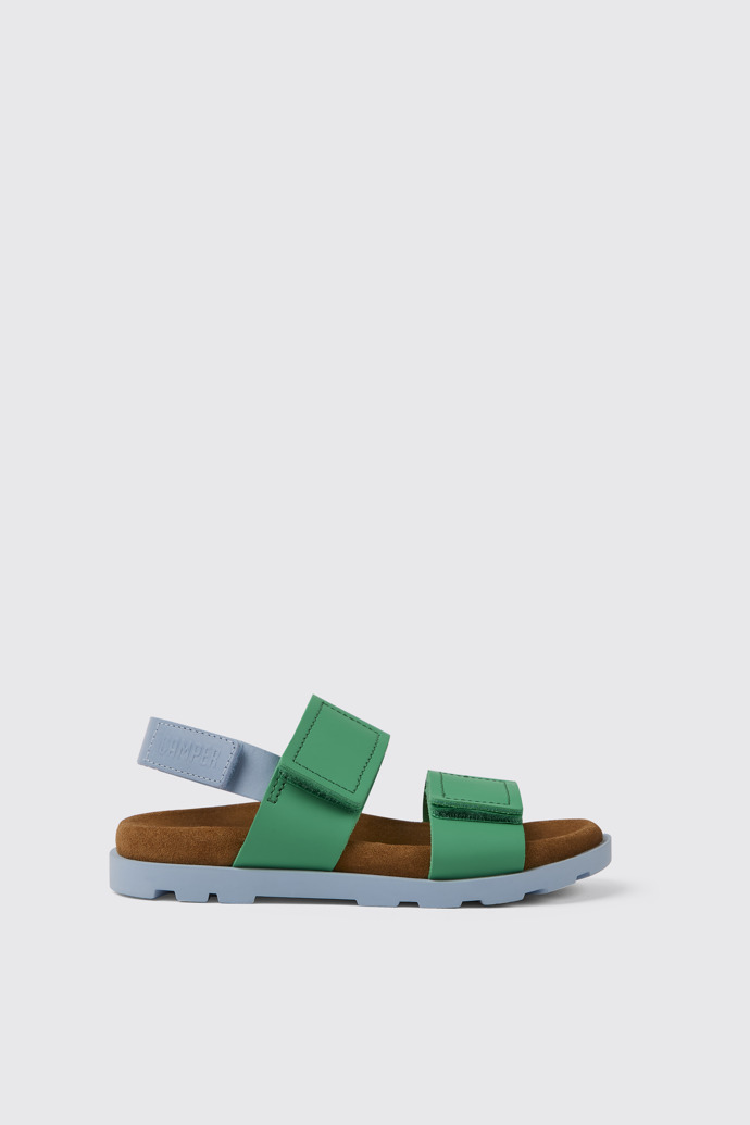 Brutus Sandal Sandales en cuir vert et bleu pour enfant