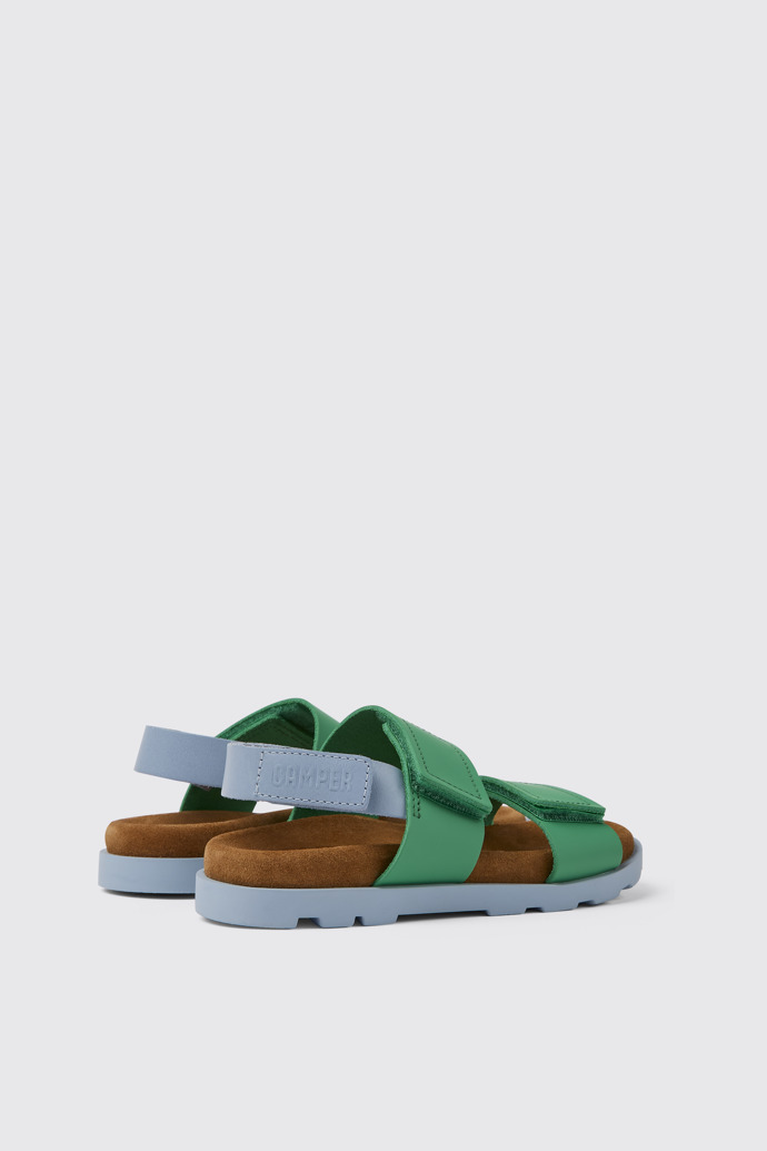 Brutus Sandal Sandales en cuir vert et bleu pour enfant