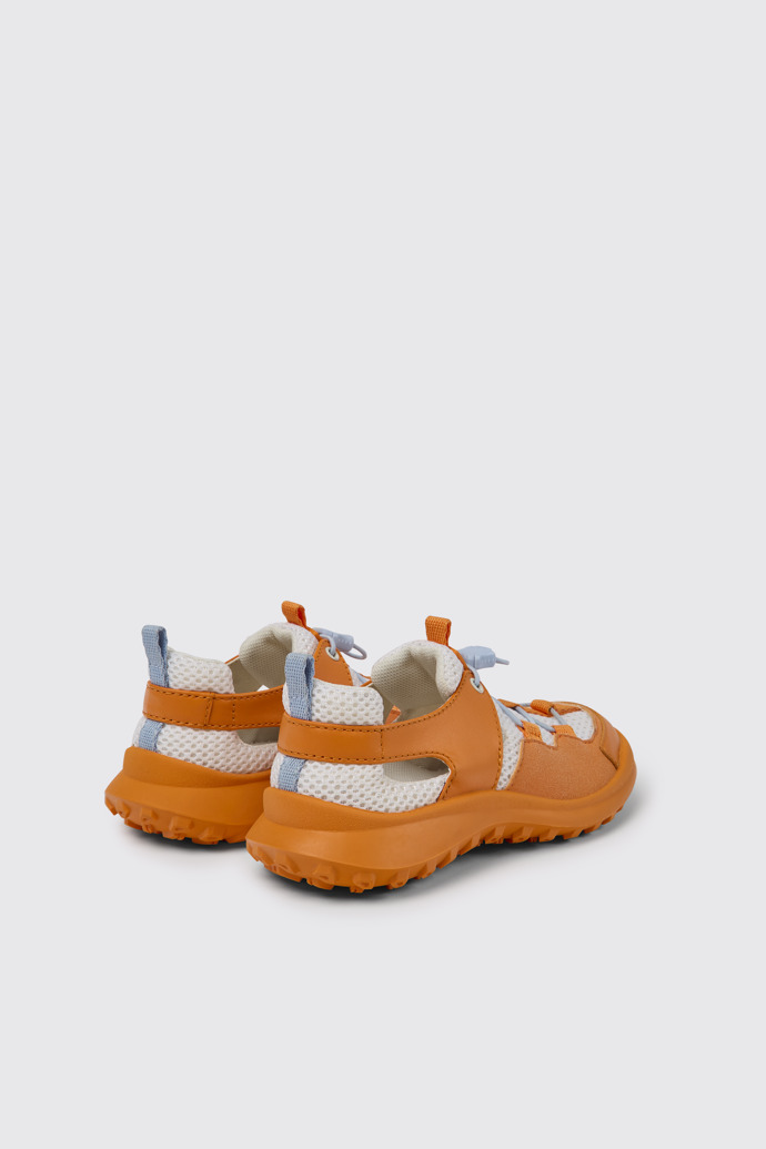 Back view of CRCLR White and orange sneakers for kids