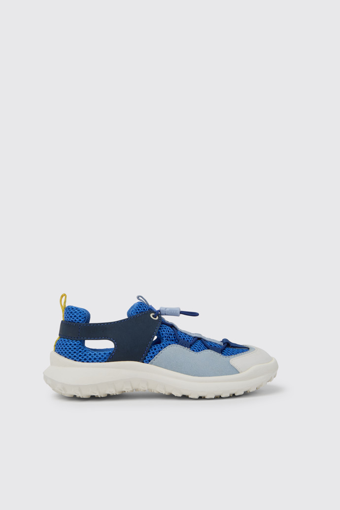 Side view of CRCLR Blue and white  sneakers for kids