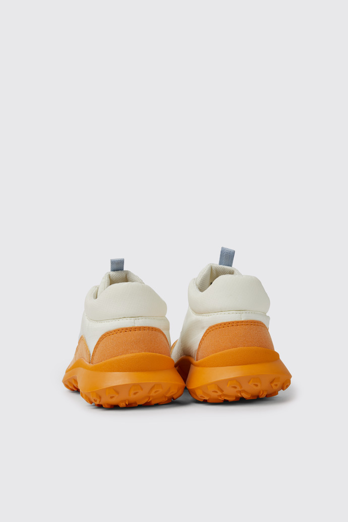 Back view of CRCLR White and orange sneakers for kids