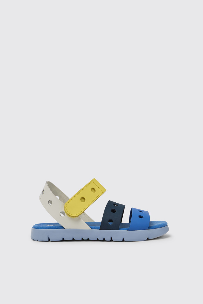 Side view of Twins Multicolored leather sandals for kids