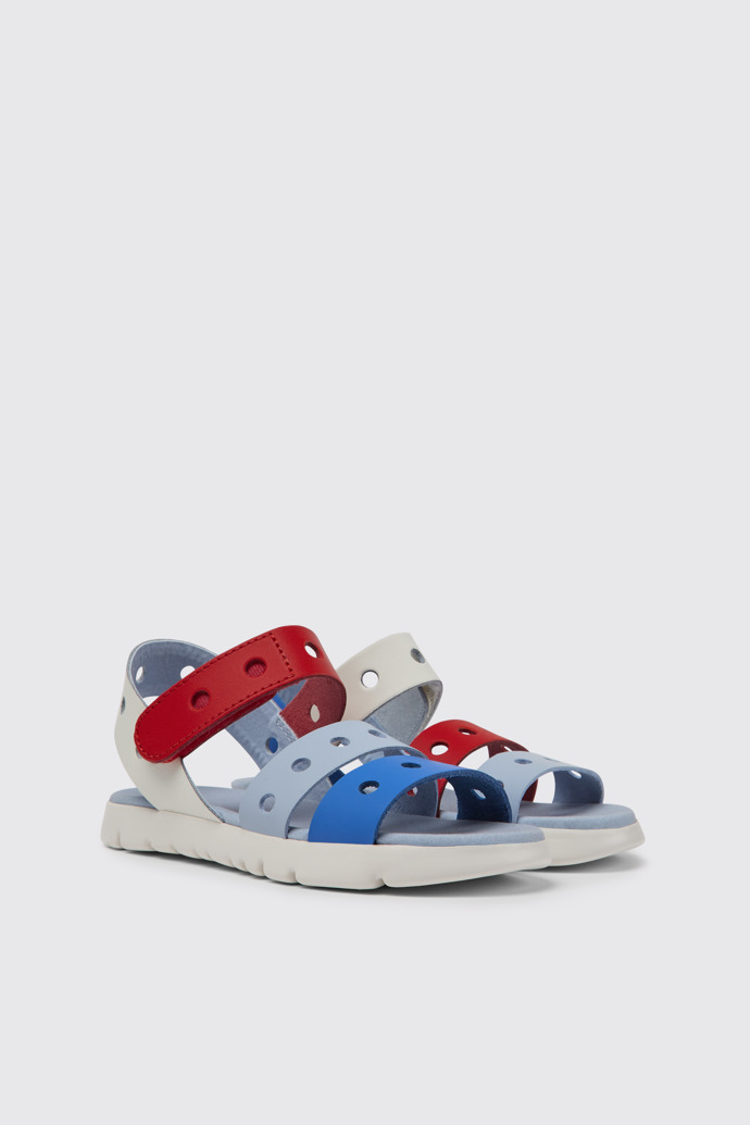 Front view of Twins Multicolored leather sandals for kids
