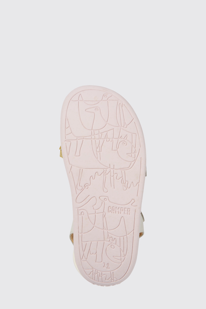 The sole of Twins White leather sandals for girls