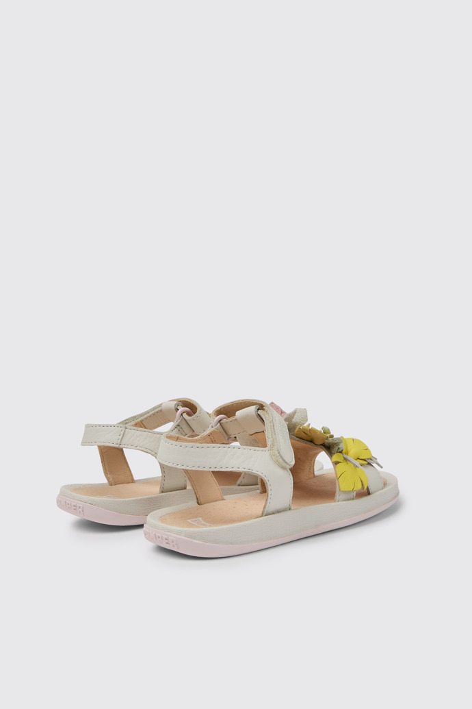 Back view of Twins White leather sandals for girls