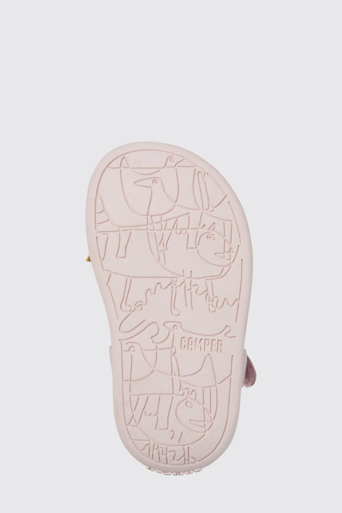 The sole of Twins Pink leather sandals for girls