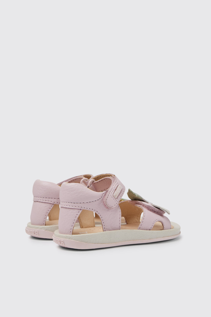 Back view of Twins Pink leather sandals for girls
