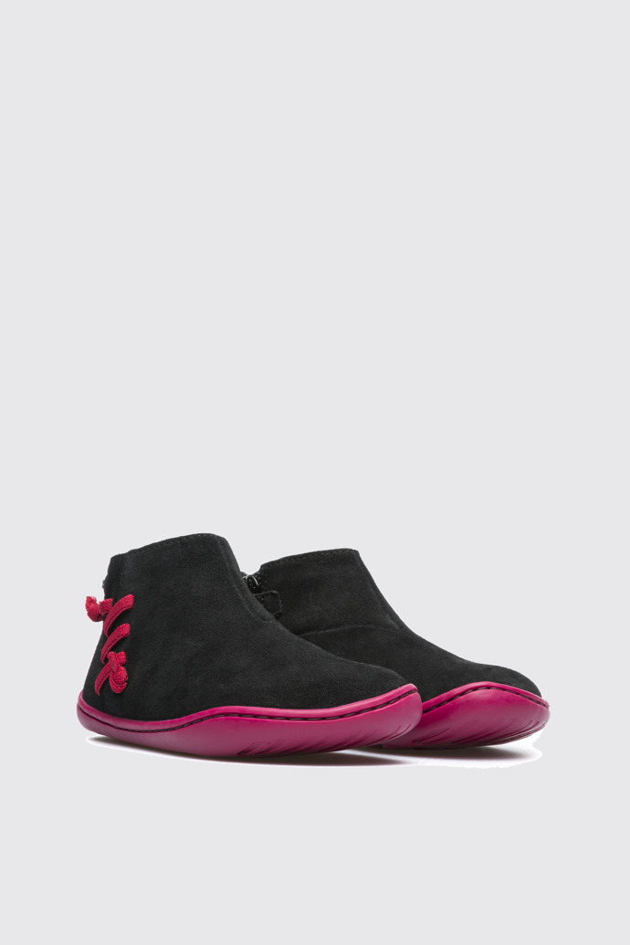 Front view of Peu Black Ankle Boots for Kids