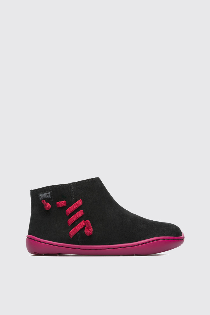 Side view of Peu Black Ankle Boots for Kids
