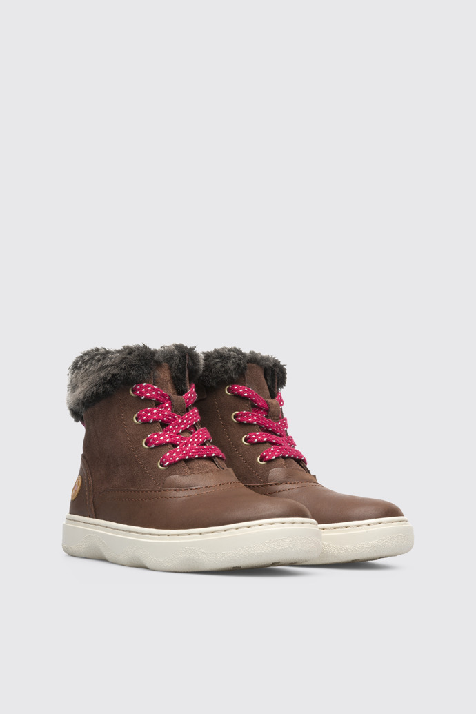 Front view of Kido Brown Ankle Boots for Kids