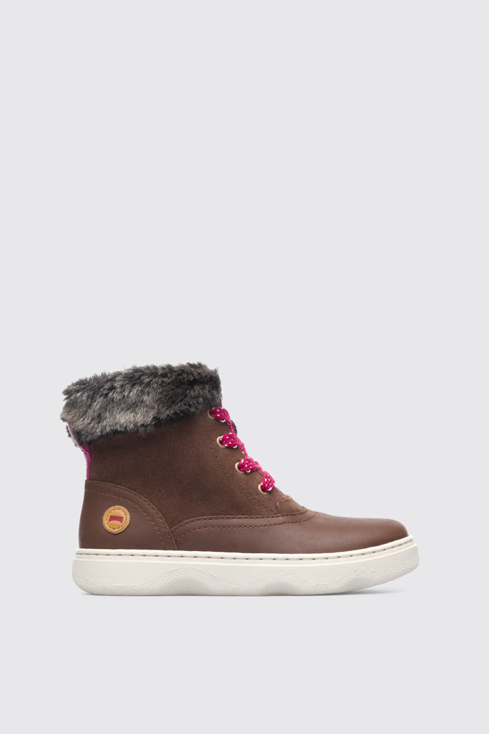 Side view of Kido Brown Ankle Boots for Kids